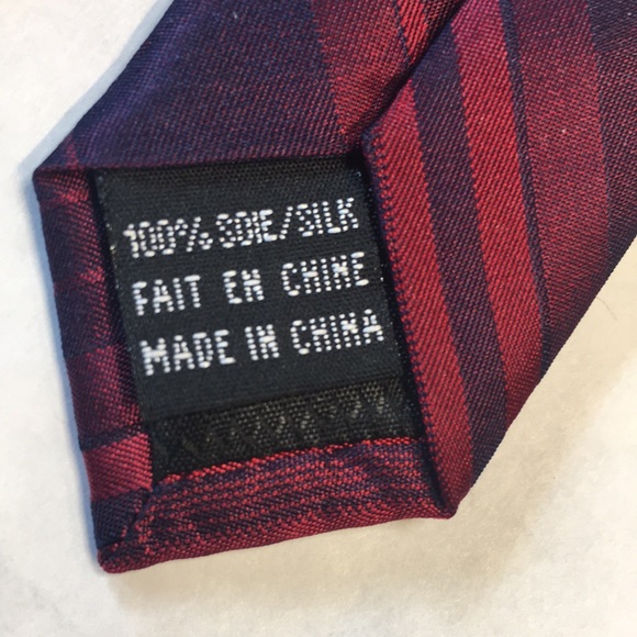 Bellissimo red with deep purple diagonal striped, 100% silk tie. NWT - Picture 8 of 10